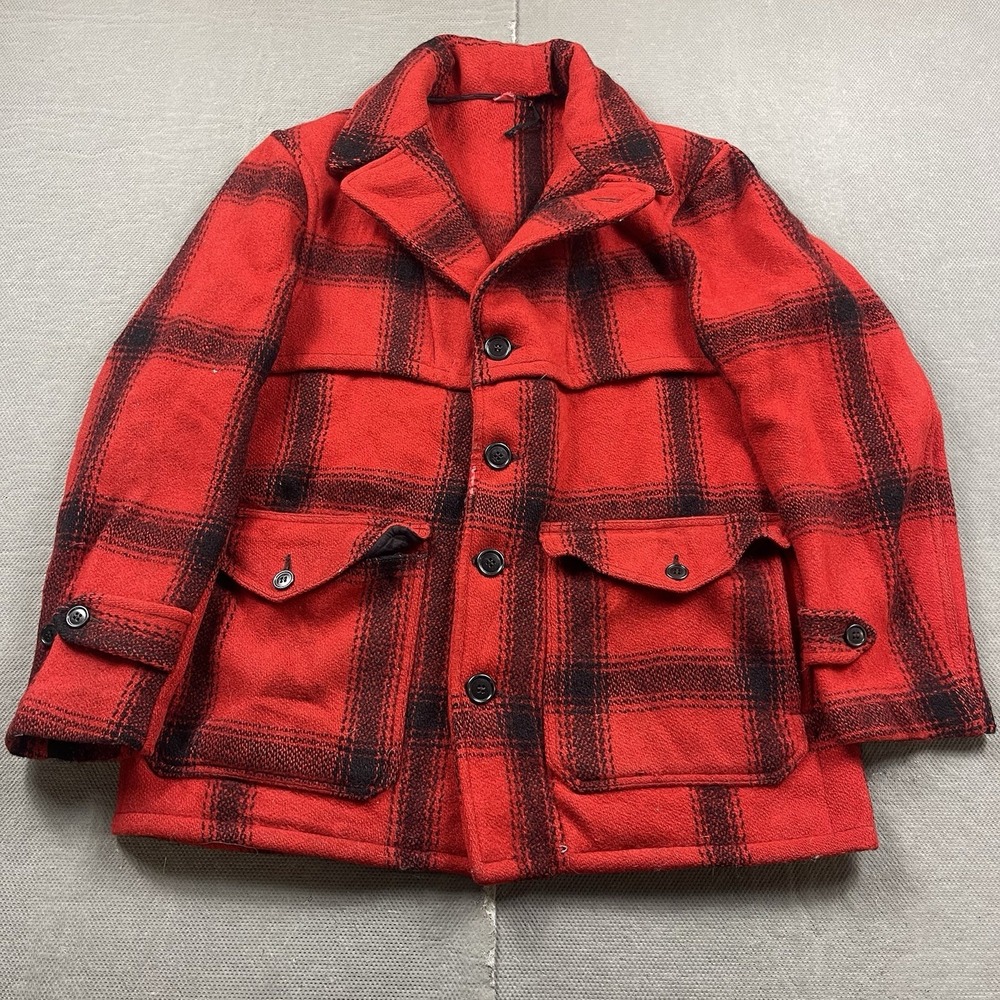 Vintage Hercules Jacket Mens Large* Wool Red Buffalo Plaid Mackinaw USA Sears